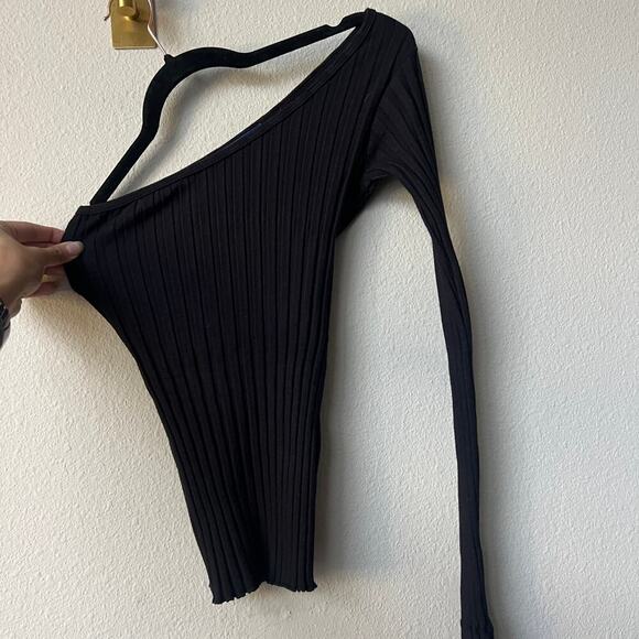 Simon Miller Vedado Black Ribbed One Shoulder Top Size XS - Picture 2 of 4